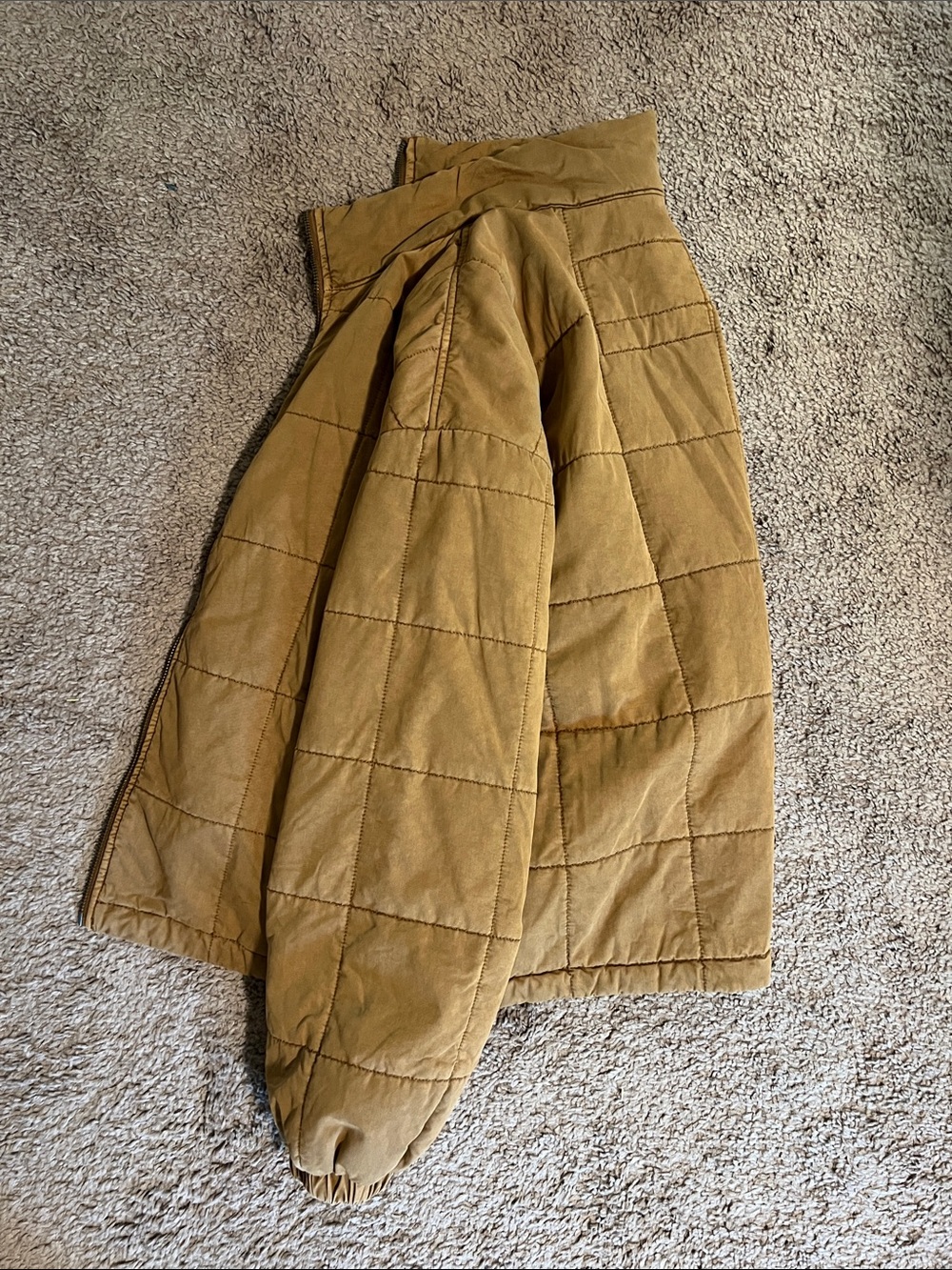 Quilted Puffer Jacket in Caramel Tan